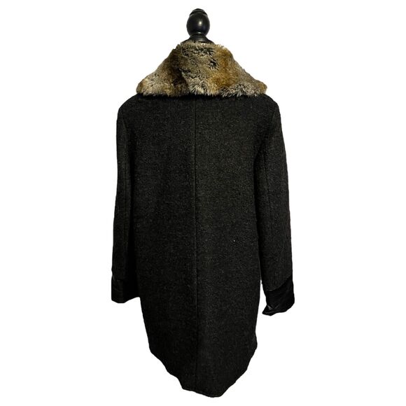 VICTORIA'S SECRET Gray Overcoat Removable Faux Fur Collar Toggle Buttons Size 14 - Picture 3 of 7